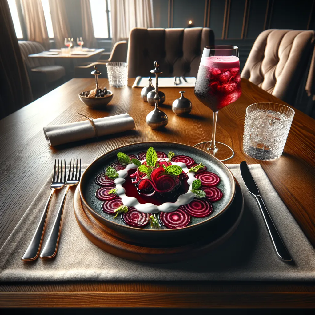 Beetroot carpaccio with yogurt and mint sauce