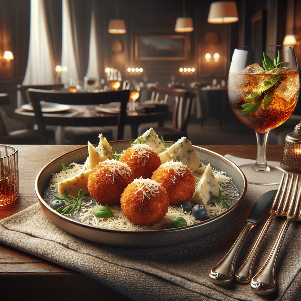 Cheese balls with empanades gorgonzola in Parmesan
