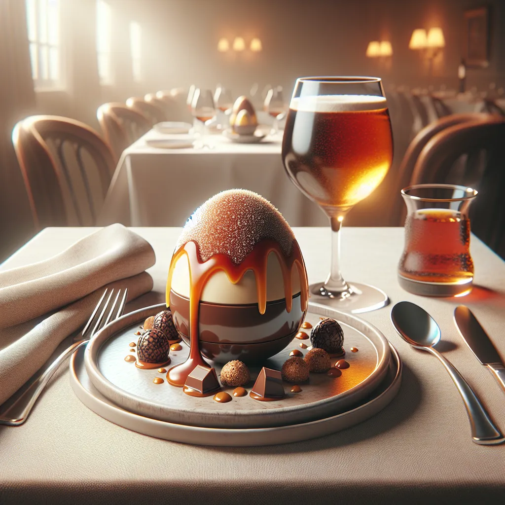 Easter egg stuffed with chocolate truffle and salty caramel