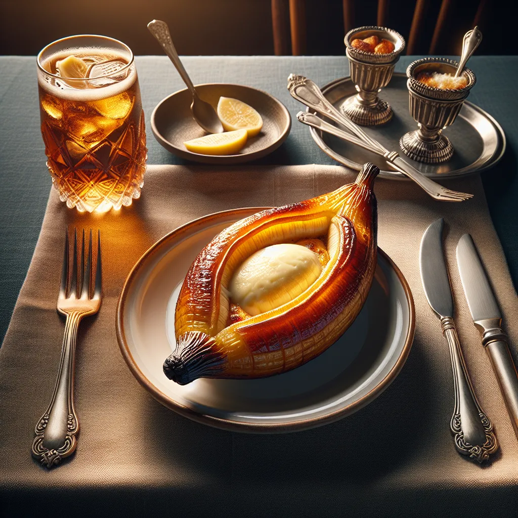 Ecuadorian typical recipe: roasted banana stuffed with white cheese