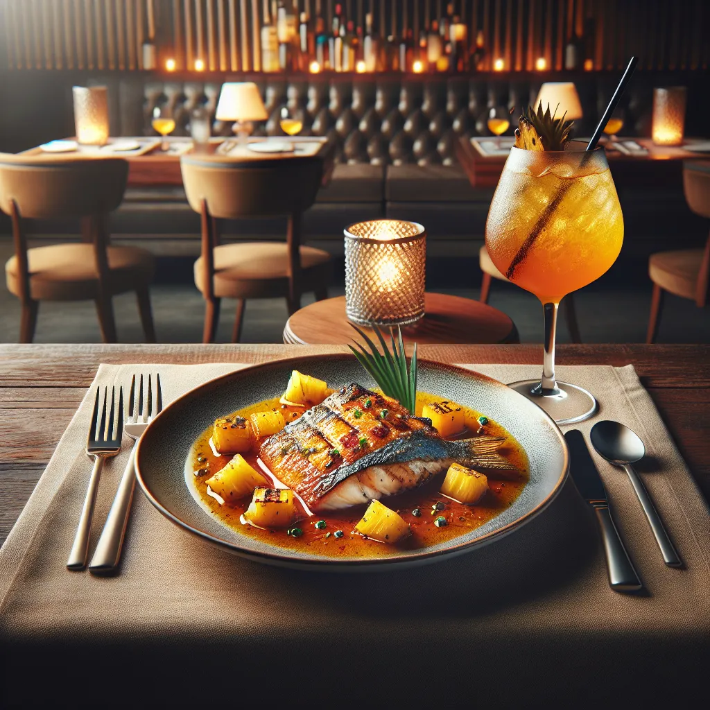 Grilled fish with spicy pineapple sauce