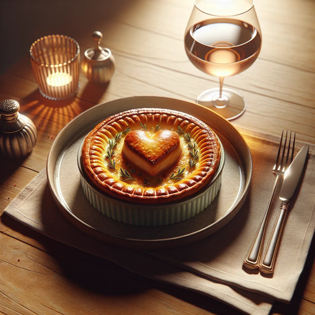 Palmito pie with shredded chicken and golden pasta