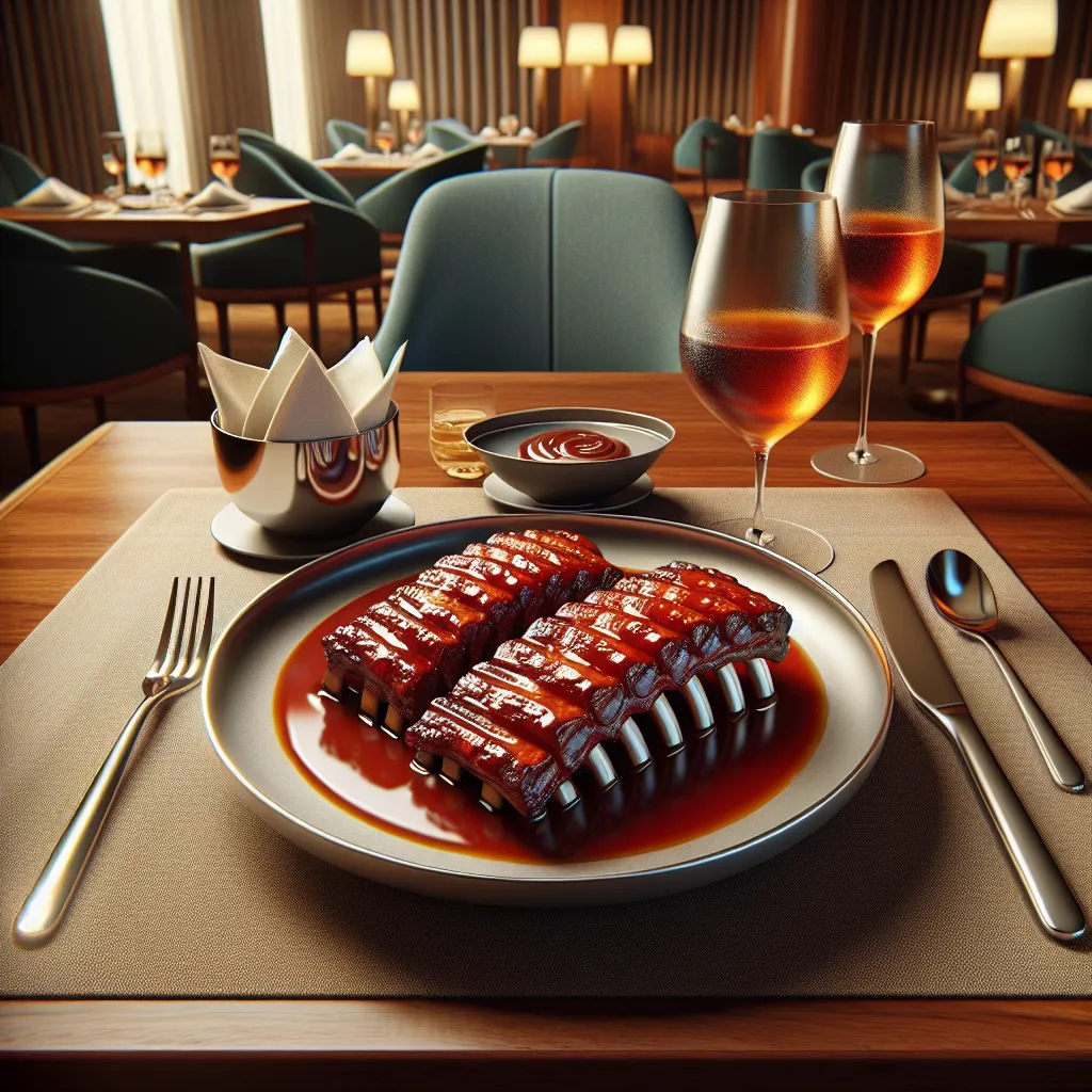 Pork ribs with barbecue sauce in pressure and grilled in air fryer