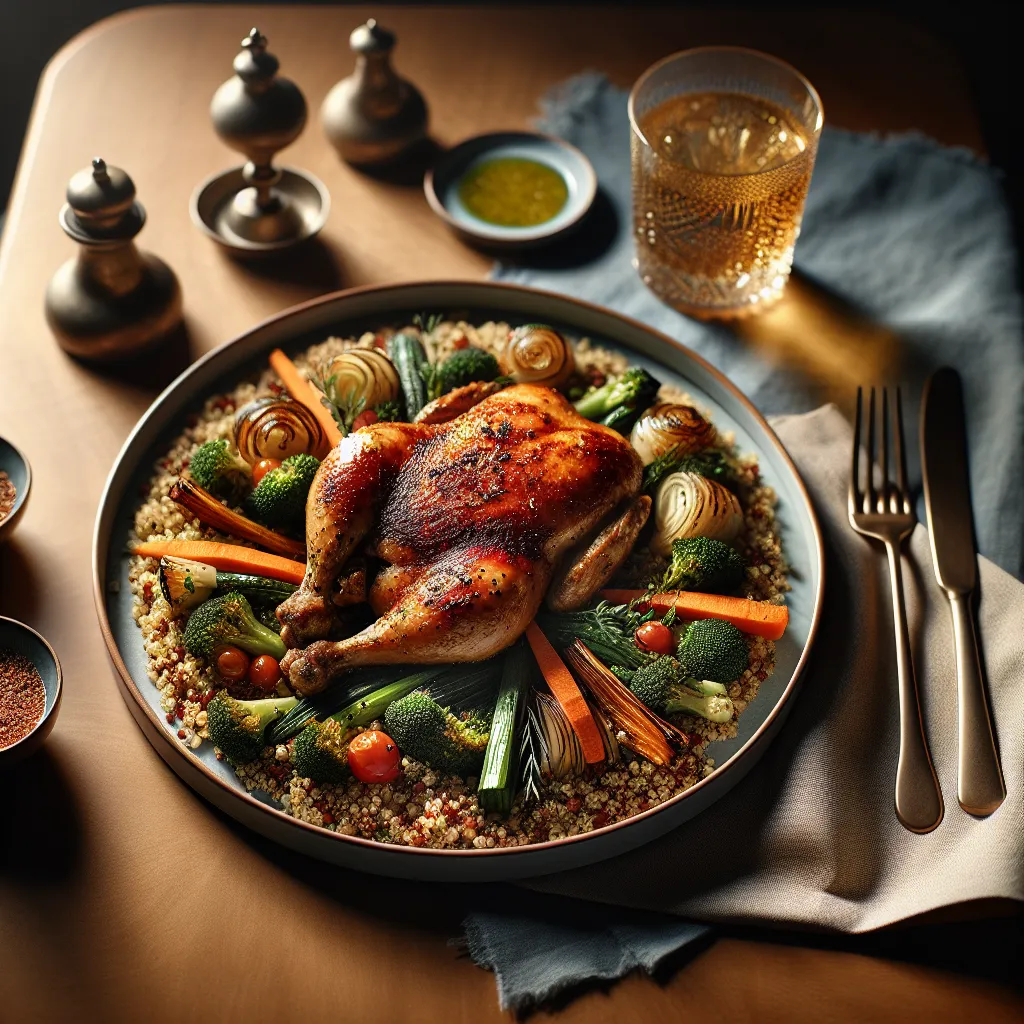 Roasted chicken with quinoa and vegetables
