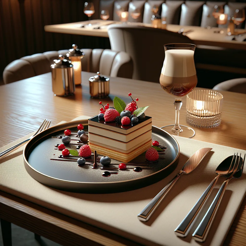 MIL-SHEETS OF VUNIAL CREAM AND RED FRUITS WITH BLACK Chocolate Syrup